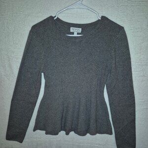 Sofia Vergara Jeans Gray Peplum Sweatshirt Crew Neck Sz L Minimalist NWT